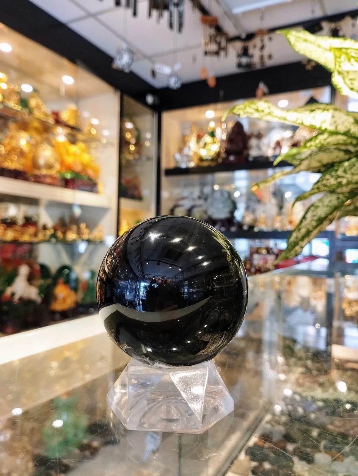 Quả cầu đá hắc ngà (thạch anh đen) QC209-S5-2300