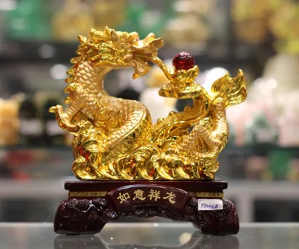 Rồng vàng phun châu như ý - Như ý tường long C076A