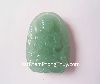 Phật bản mệnh Phỉ Thúy xanh đậm sắc xảo A+ Mão (Văn Thù Bồ Tát) FS6865-3