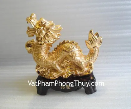 Rồng vàng kim, đế gỗ- Hưng long thịnh vượng FE134