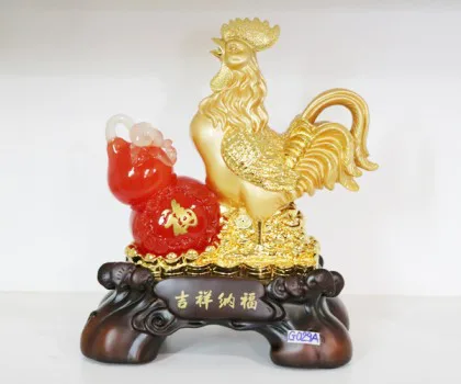 Gà bên hồ lô đỏ - Cát tường nạp phước G029A