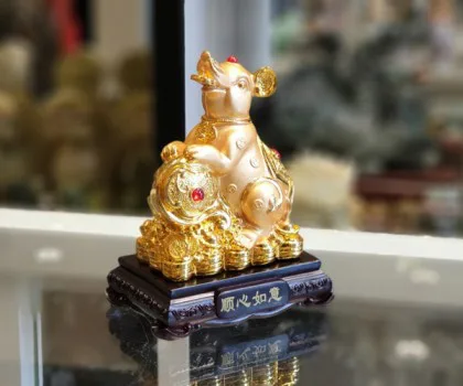 Chuột vàng trên gậy như ý - Thuận tâm như ý TM022