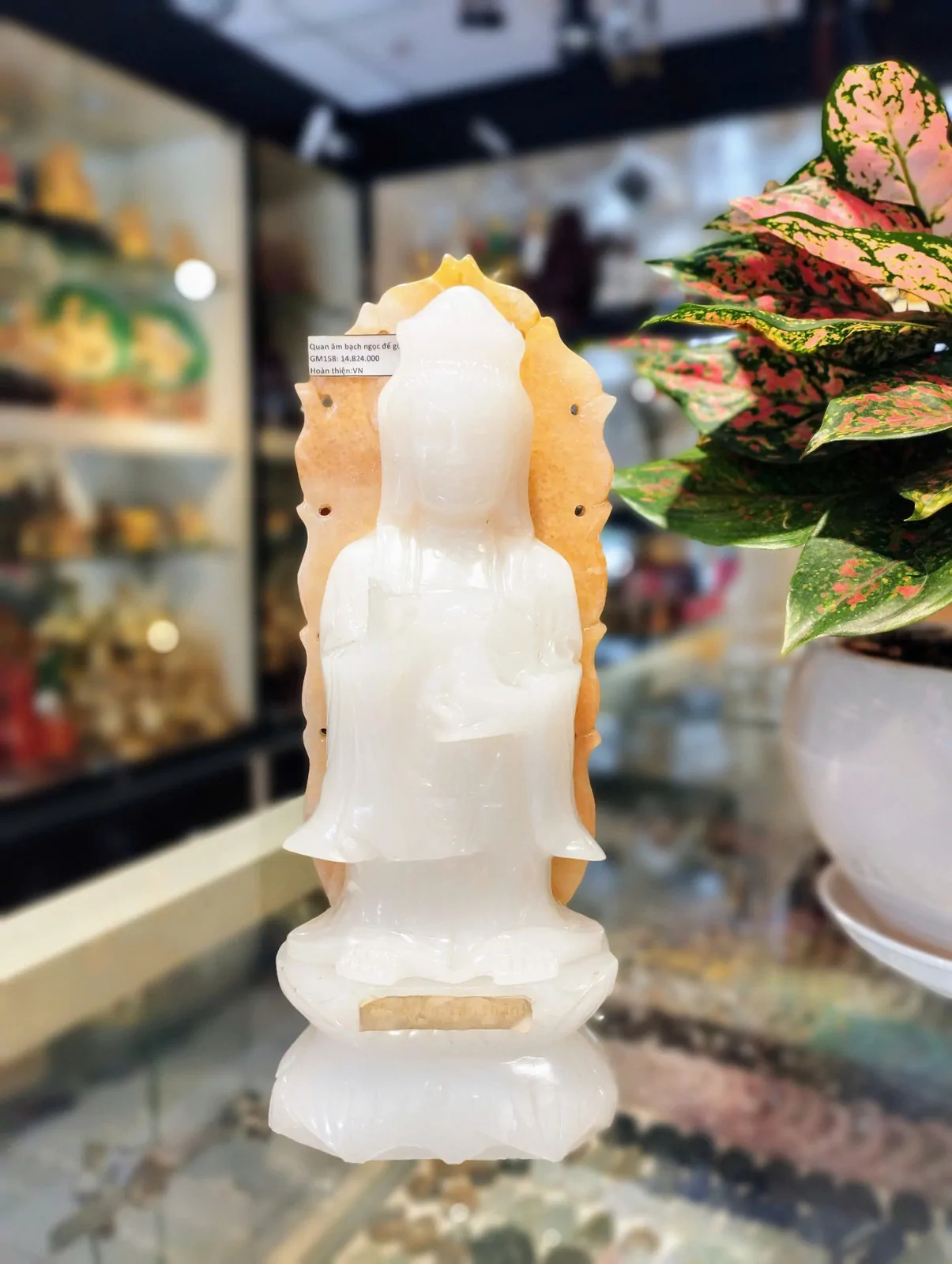 Quan âm bạch ngọc đế gỗ GM158